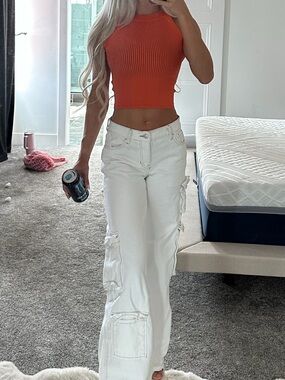 Aritzia Babaton Bold Orange Ribbed Sweater